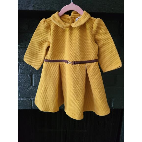 Janie & Jack Mustard Yellow belted girl's Dress size 2t - Picture 1 of 8